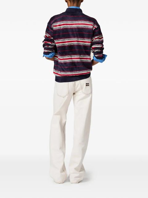 Miu Miu striped half-zipper chenille sweater - Blue