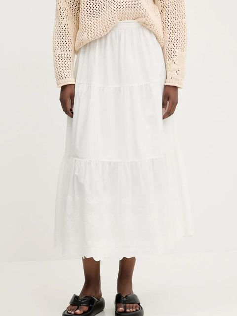 Desigual spódnica bawełniana TOLSTOI kolor biały maxi rozkloszowana 25SWFW01 - zdjęcie produktu nr 1