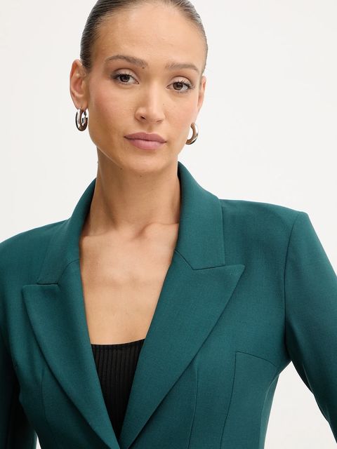 Patrizia Pepe marynarka z dodatkiem wełny kolor zielony jednorzędowa gładka 2S1537 A475