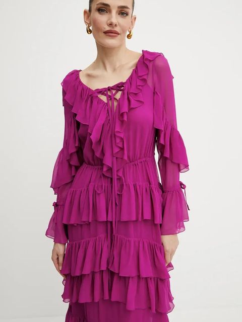 Luisa Spagnoli sukienka kolor różowy maxi rozkloszowana 541979