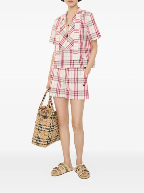 Burberry check cotton shorts - Neutrals - zdjęcie produktu nr 2