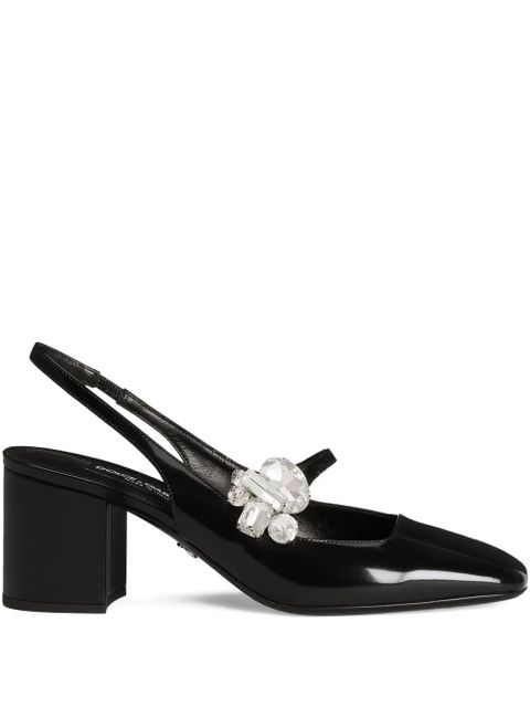 Dolce & Gabbana 60mm crystal-embellished slingback pumps - Black - zdjęcie produktu nr 1