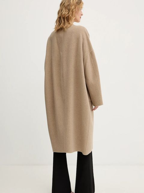 BOSS płaszcz z dodatkiem wełny kolor beżowy 50550809 - zdjęcie produktu nr 2