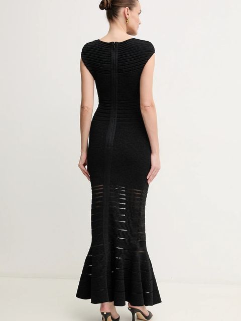 Herve Leger sukienka Camila kolor czarny maxi dopasowana MOS8513513