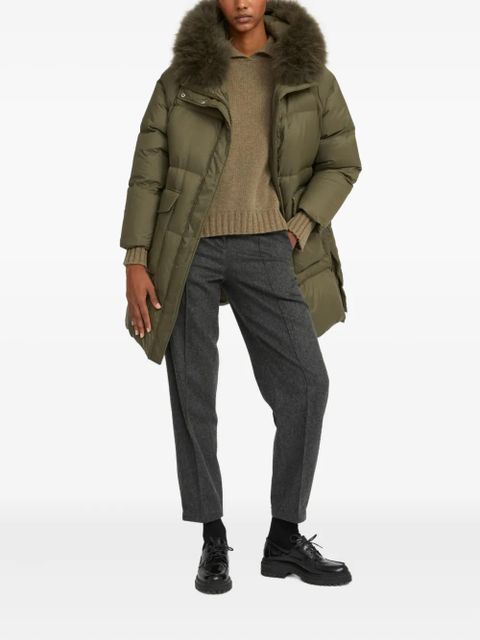 Yves Salomon shearling-trimmed down coat - Green - zdjęcie produktu nr 2