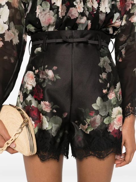 ZIMMERMANN Hypnotic floral-print shorts - Black