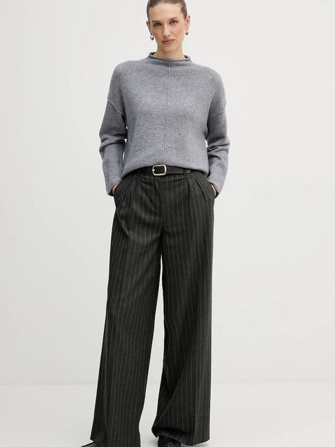 OUI sweter z dodatkiem wełny damski kolor szary z półgolfem 96148 - zdjęcie produktu nr 2