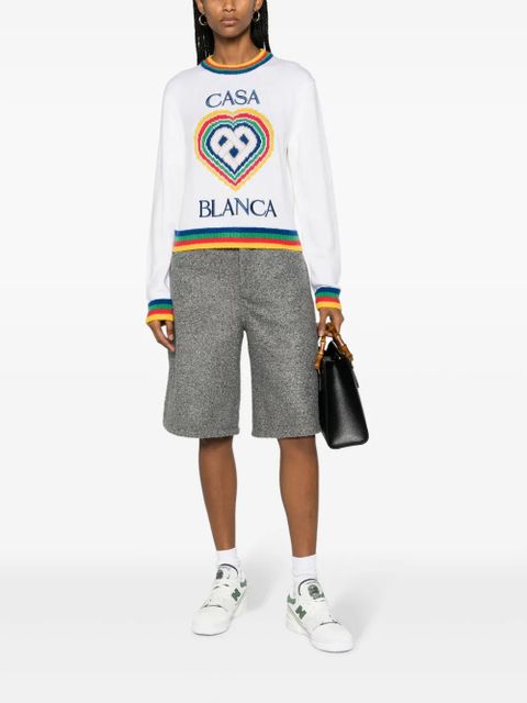 Casablanca Heart logo-intarsia bouclé jumper - White