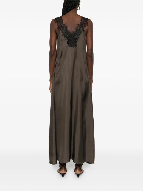 Róhe V-neck silk maxi dress - Brown