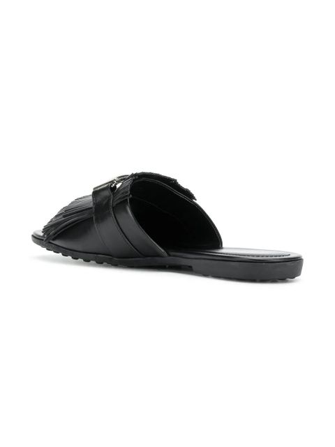 Tod's Double T fringed slides - Black