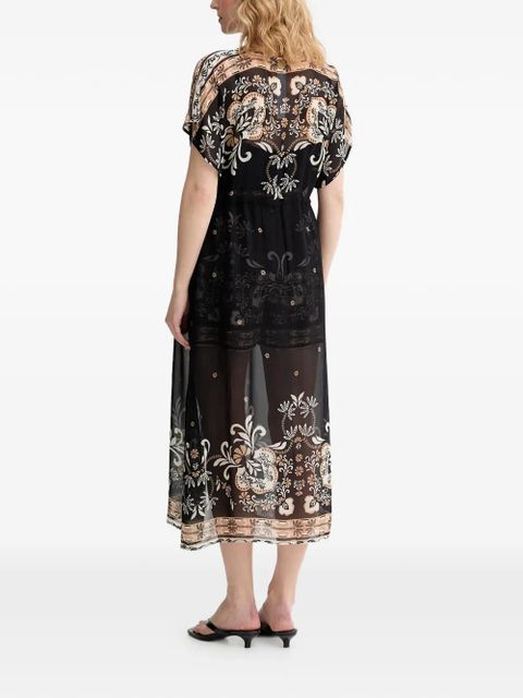 TWINSET floral-print drawstring kaftan - Black