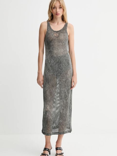 Diesel sukienka bawełniana MAEVE-UTLT kolor szary maxi prosta A18534.0HGBA - zdjęcie produktu nr 1