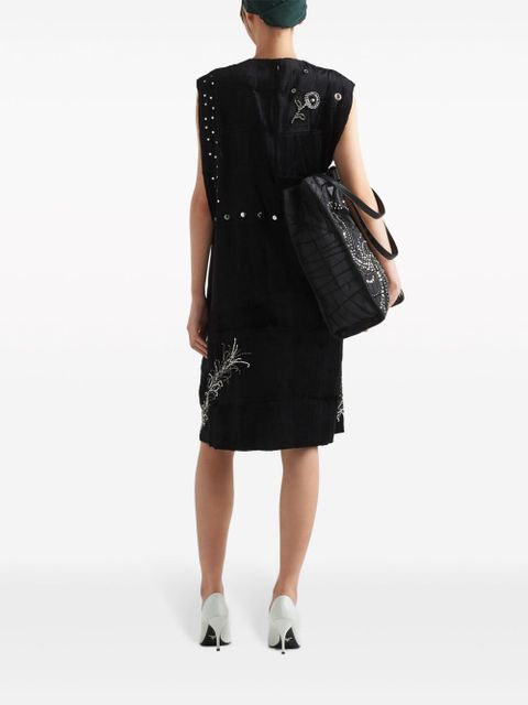 Prada embroidered georgette sleeveless dress - Black