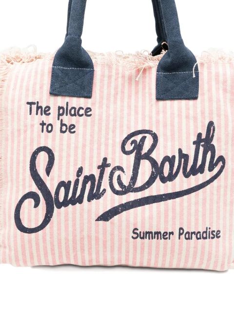 MC2 Saint Barth Vanity striped frayed tote bag - Pink