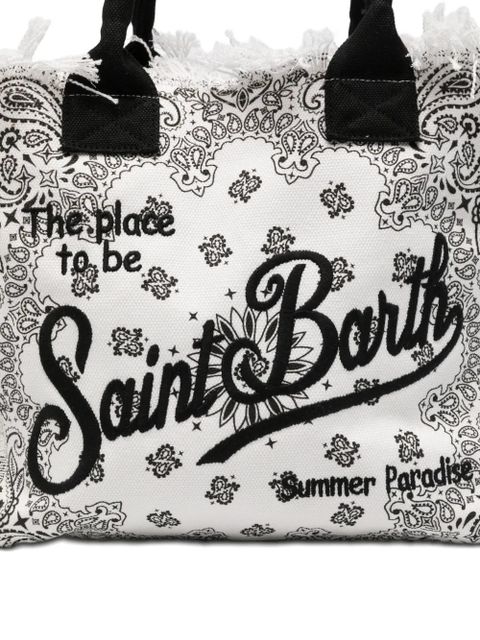 MC2 Saint Barth Vanity paisley-print frayed-edge shoulder bag - White