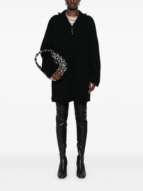 Balenciaga logo-appliqué ribbed jumper - Black