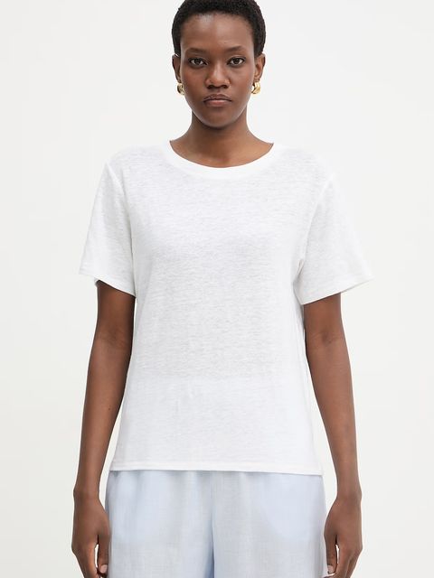 Weekend Max Mara t-shirt damski z lnem PELOTA - zdjęcie produktu nr 1