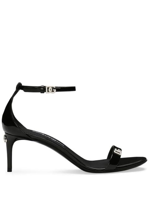 Dolce & Gabbana logo-plaque patent-leather sandals - Black - zdjęcie produktu nr 1