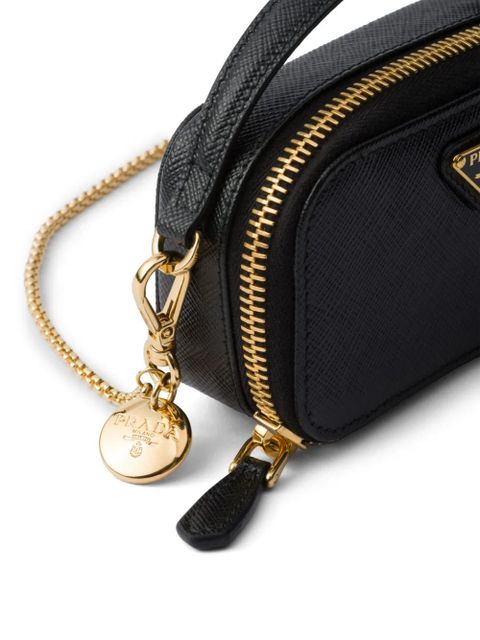 Prada Saffiano-leather triangle-logo mini bag - Black