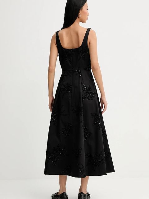 MUNTHE sukienka bawełniana RONIA kolor czarny midi rozkloszowana 254135025401