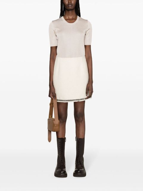 Moncler contrasting-trim tweed miniskirt - White - zdjęcie produktu nr 2