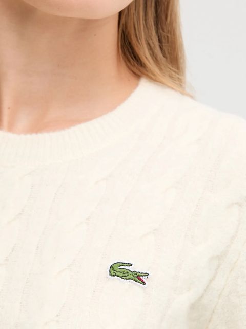 Lacoste sweter z dodatkiem wełny damski kolor beżowy AF4159 - zdjęcie produktu nr 2
