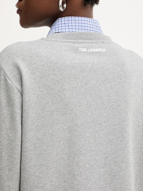 Karl Lagerfeld bluza bawełniana IKON damska kolor szary wzorzysta B1W20028