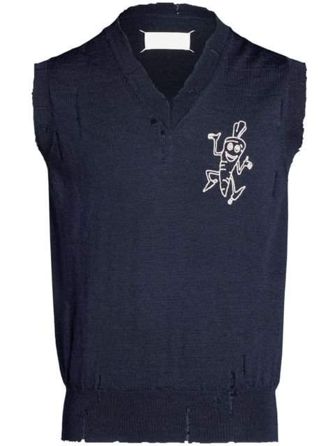 Maison Margiela intarsia-knit wool vest - Blue - zdjęcie produktu nr 1