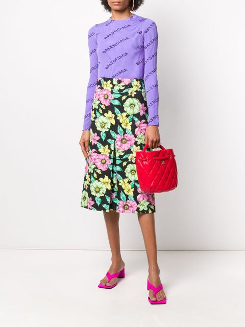 Balenciaga small B quilted bucket bag - Red