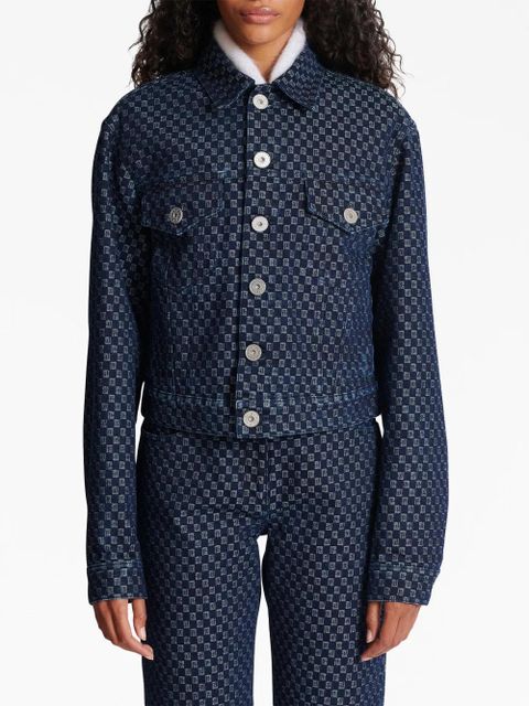Balmain monogram-print denim jacket - Blue