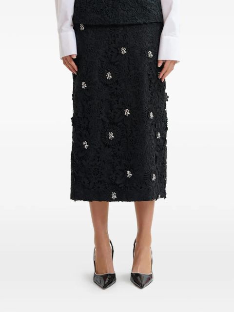 Essentiel Antwerp floral-lace midi straight skirt - Black