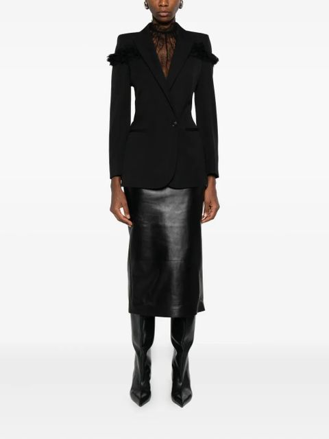 Alexander McQueen fringed-detail single-breasted blazer - Black