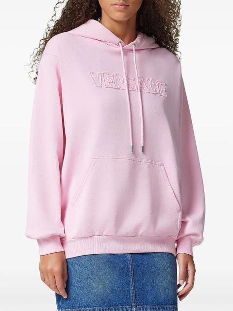 Versace logo-embroidered fringed hoodie - Pink - zdjęcie produktu nr 2