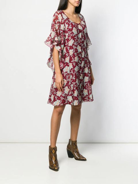 Chloé floral frill sleeve dress - Red