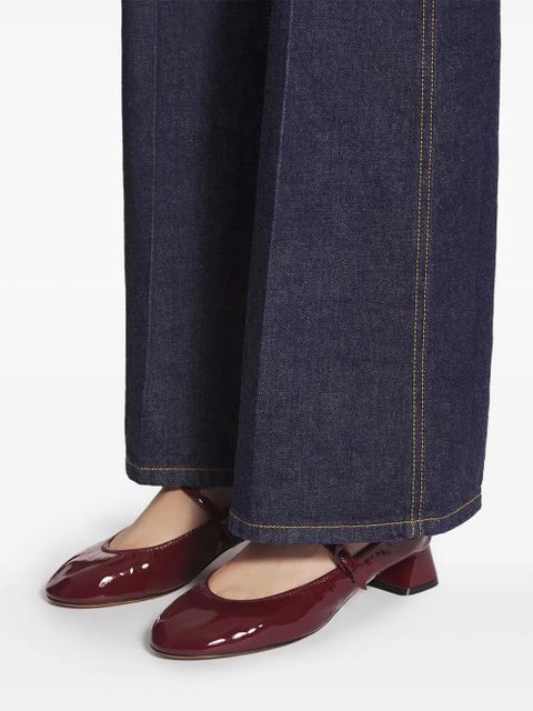 Lanvin wedge-heel leather ballerinas - Red