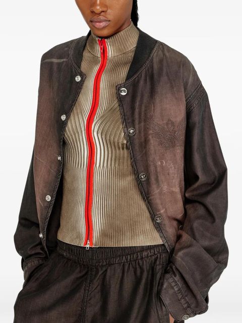 Diesel M-Sarda ribbed-knit zip-up cardigan - Brown