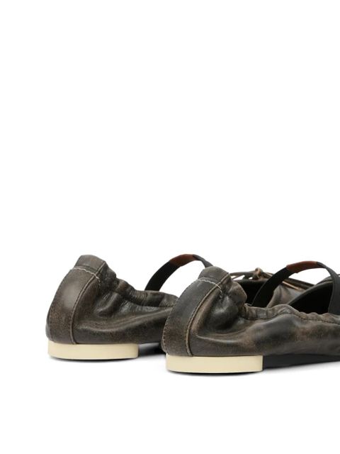 MM6 Maison Margiela square toe bow ballerina shoes - Brown