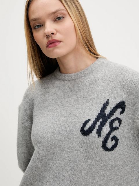 New Era sweter z domieszką wełny kolor szary 60684380