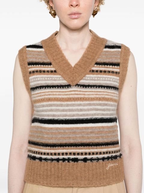 GANNI striped sleeveless jumper - Neutrals