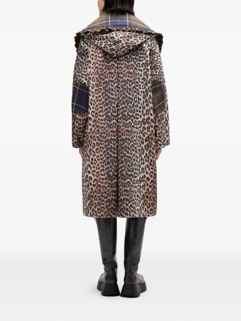 GANNI x Barbour ruffled-detail coat - Brown