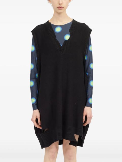 MM6 Maison Margiela distressed-effect gauge-knit dress - Black - zdjęcie produktu nr 2