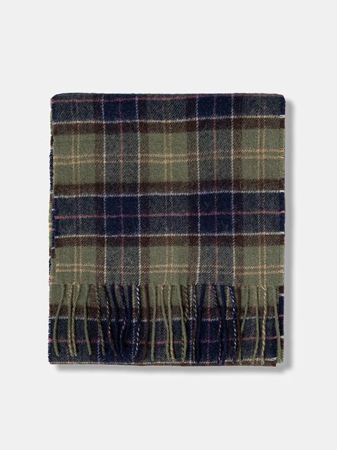 Barbour szalik wełniany kolor zielony gładki USC0001 - zdjęcie produktu nr 2