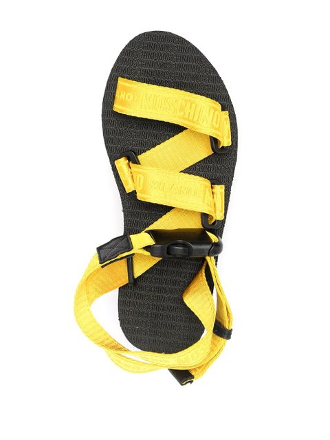 Moschino logo-strap flatform sandals - Yellow