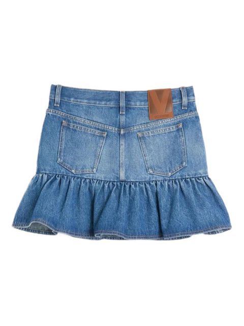 Valentino Garavani ruffled denim mini skirt - Blue