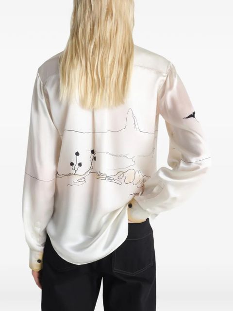 LEMAIRE pointed-collar landscape shirt - Neutrals