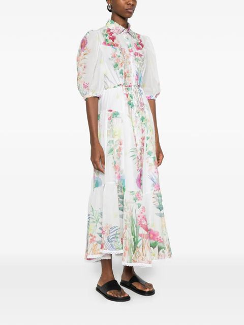 Charo Ruiz Ibiza Criselle floral-detail tiered midi dress - White