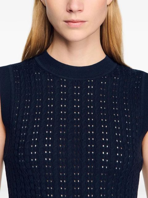 SANDRO textured-knit sleeveless top - Blue