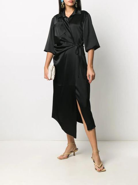 Nanushka satin wrap dress - Black - zdjęcie produktu nr 2