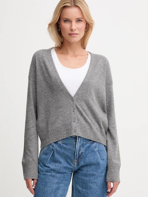 United Colors of Benetton kardigan z dodatkiem wełny damski kolor szary lekki 102HD6052 - zdjęcie produktu nr 1