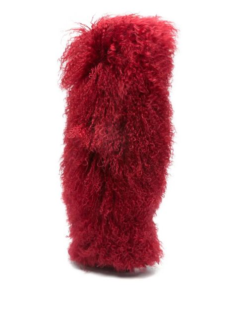 Paris Texas fur knee-high boots - Red
